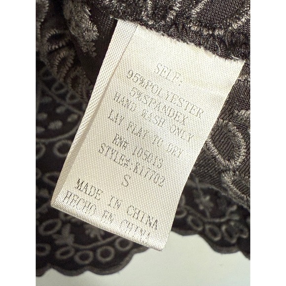 Savanna Jane Black Velvet Embroidered Top Sz S‎ 3/4 Bell Sleeve Boho Chic Blouse - Picture 6 of 8